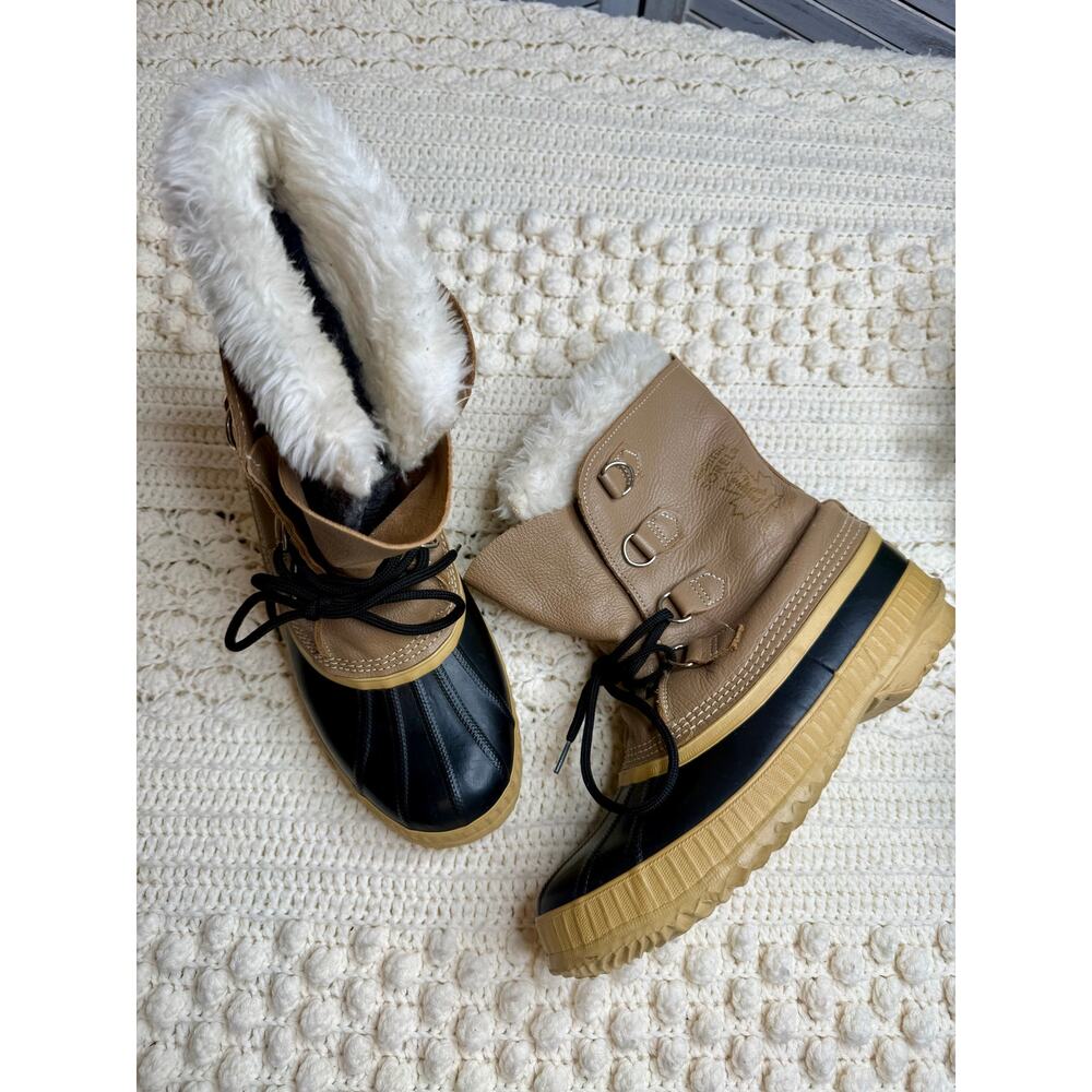 VINTAGE SOREL KAUFMAN MANITOU Men's 9 Winter Pac Snow Boots Tan Black - Picture 10 of 16
